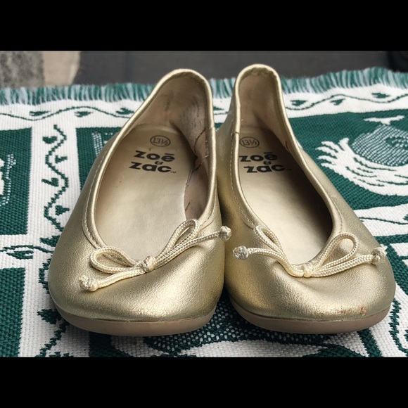 Zac Zac Gold Ballet Slip On Shoes Size 13.5 - Picture 2 of 11